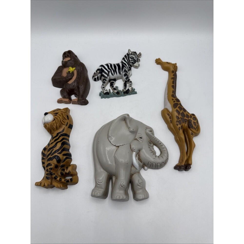 Vintage 1995 Home Interiors Burwood Safari Zoo Animals Wall Plaques Set 5 #3354